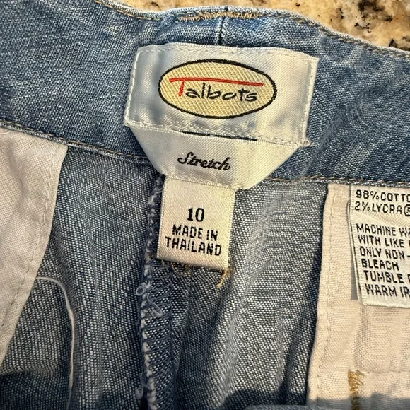 Talbots Stretch chino style denim jean shorts medium wash SZ 10 - Picture 5 of 11